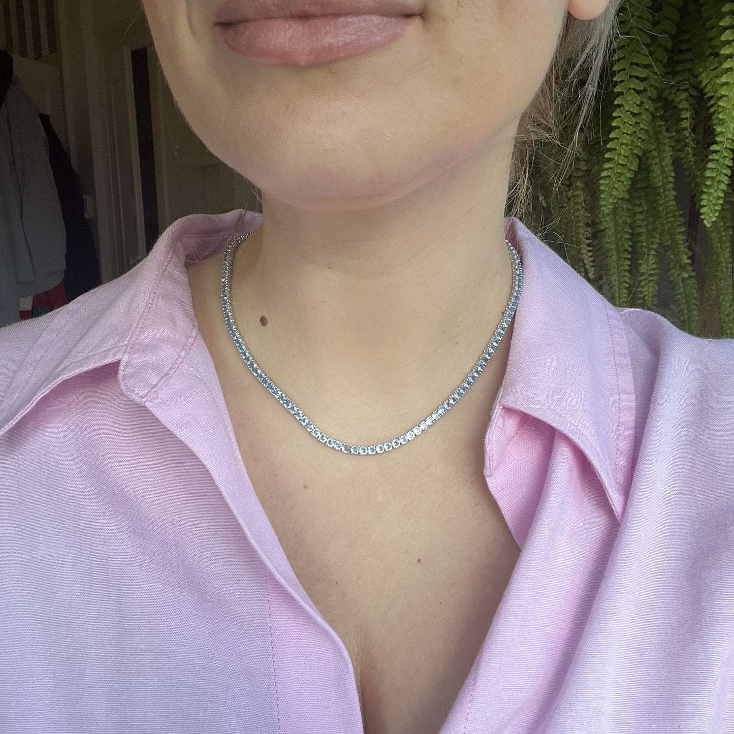 Juno Midi Tennis Necklace – Light Blue Aquamarine