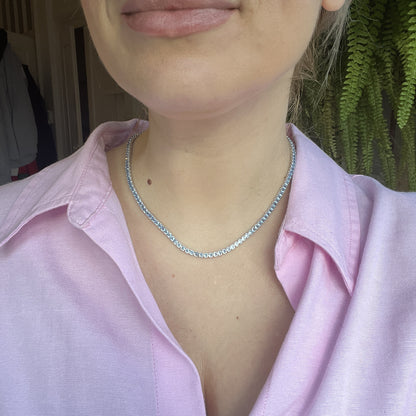 Juno Midi Tennis Necklace – Light Blue Aquamarine