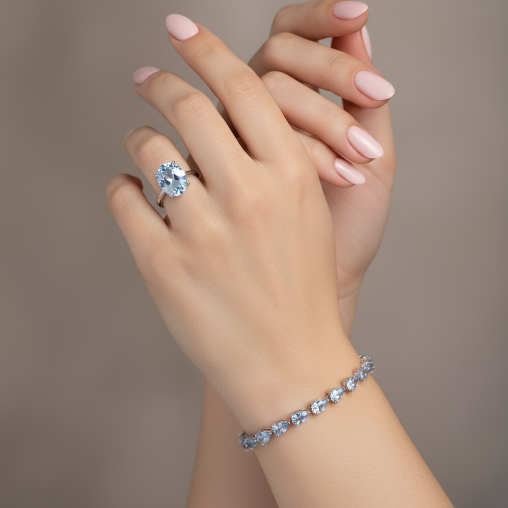 Nova Tennis Bracelet – Teal Blue Spinel