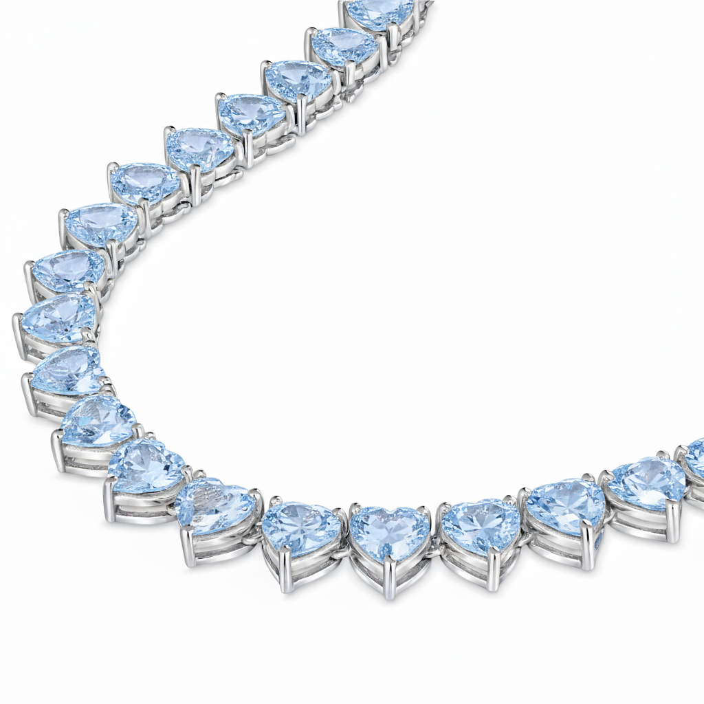 Amore Maxi Tennis Necklace – Light Blue Aquamarine