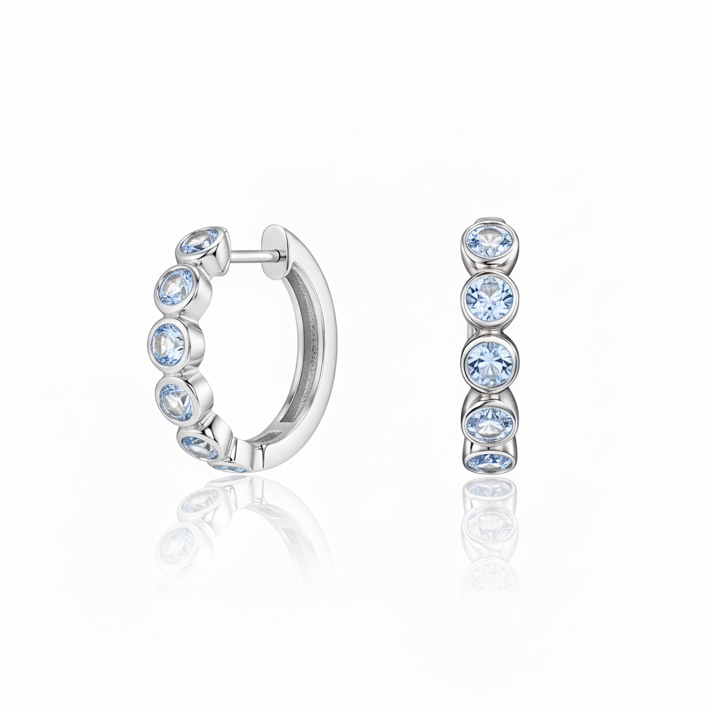 Forma Mini Hoop Earrings – Light Blue Aquamarine