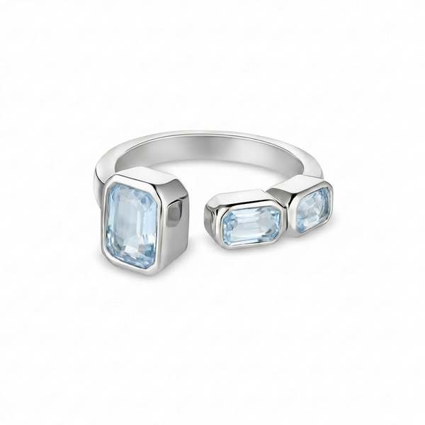 Nexus Frame Open Ring – Light Blue Aquamarine