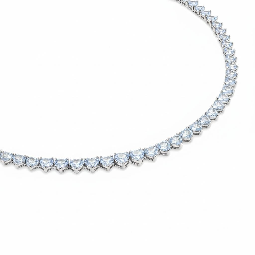 Amore Tennis Necklace – Light Blue Aquamarine