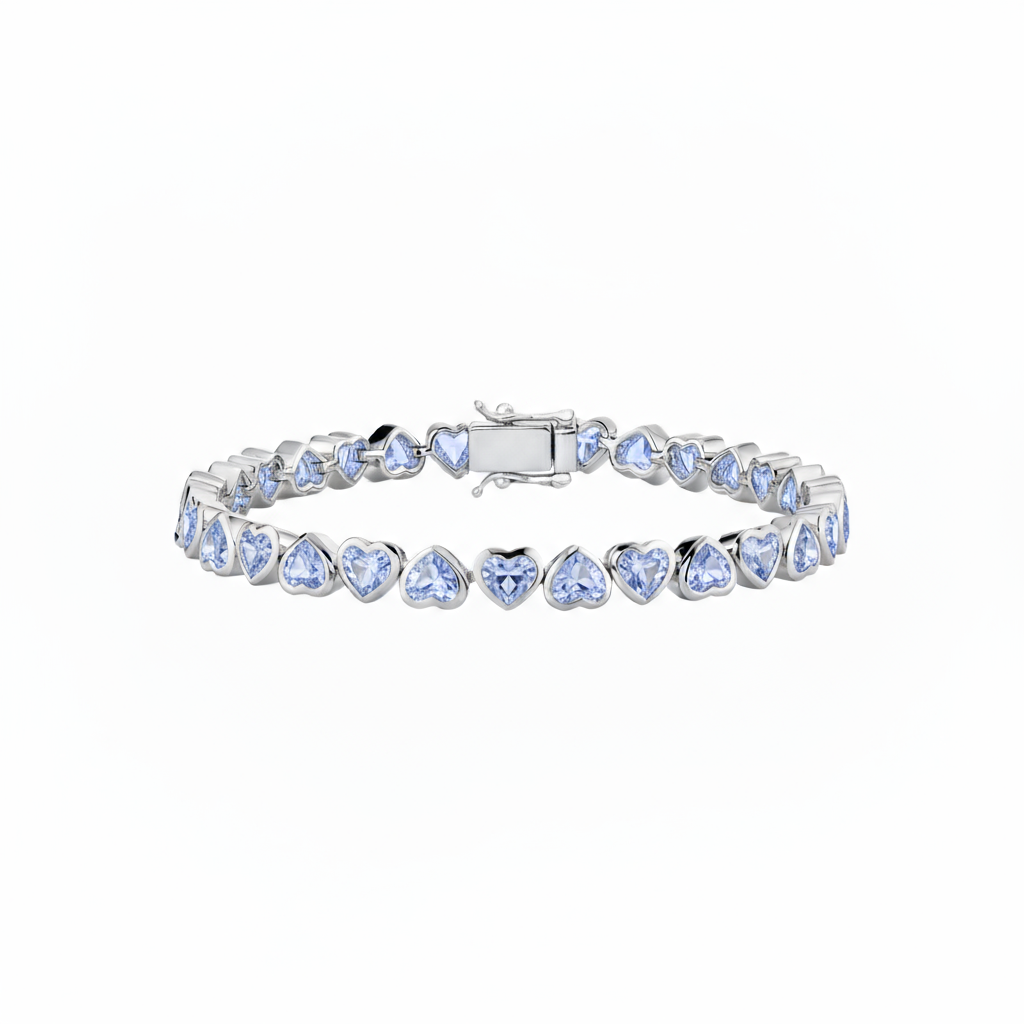 Amore Frame Tennis Bracelet – Light Blue Aquamarine