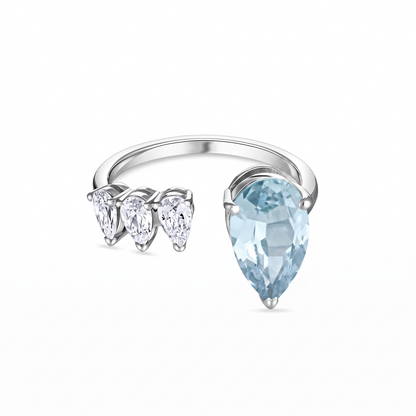Nova Flare Open Ring – Light Blue Aquamarine