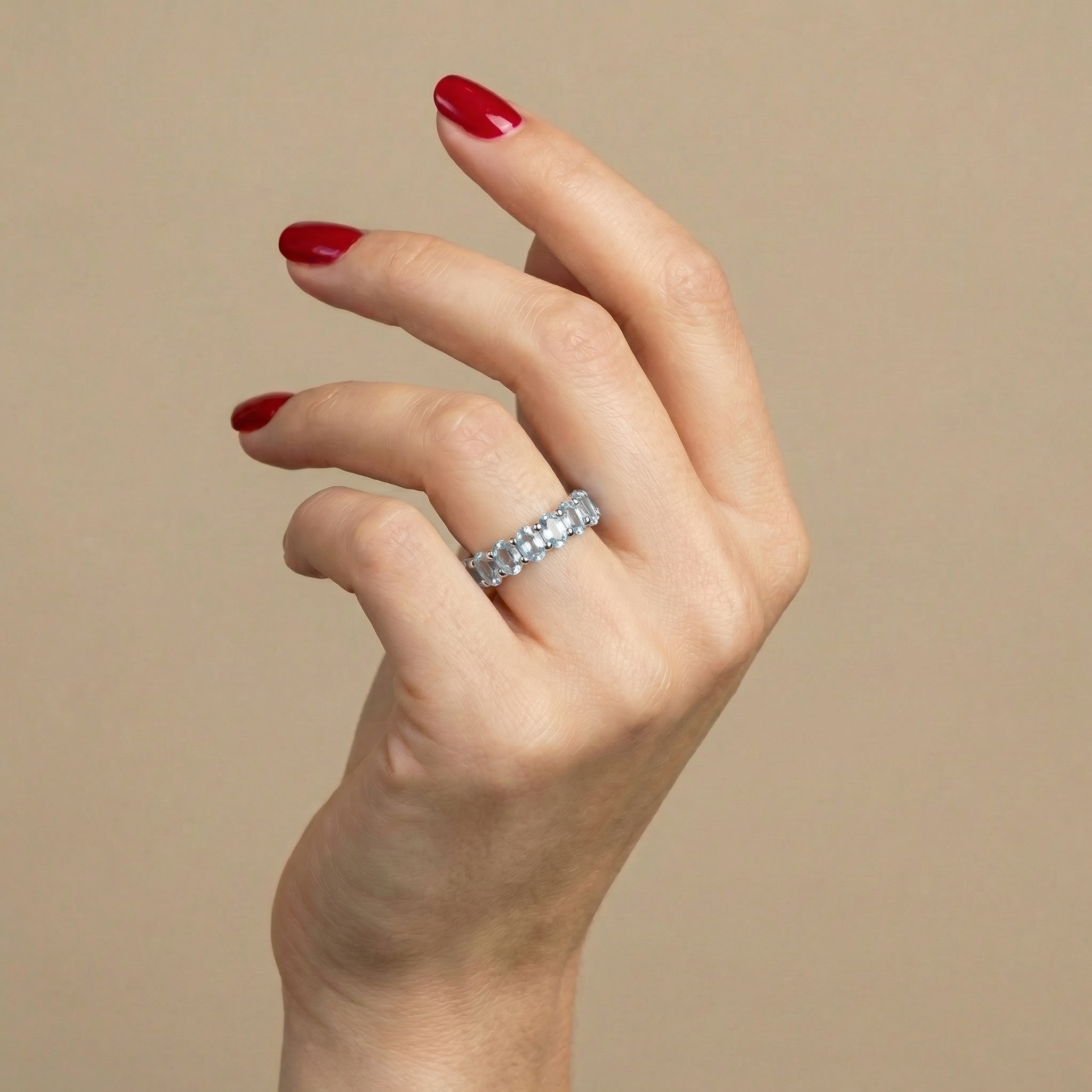 Velara Eternity Ring – Light Blue Aquamarine