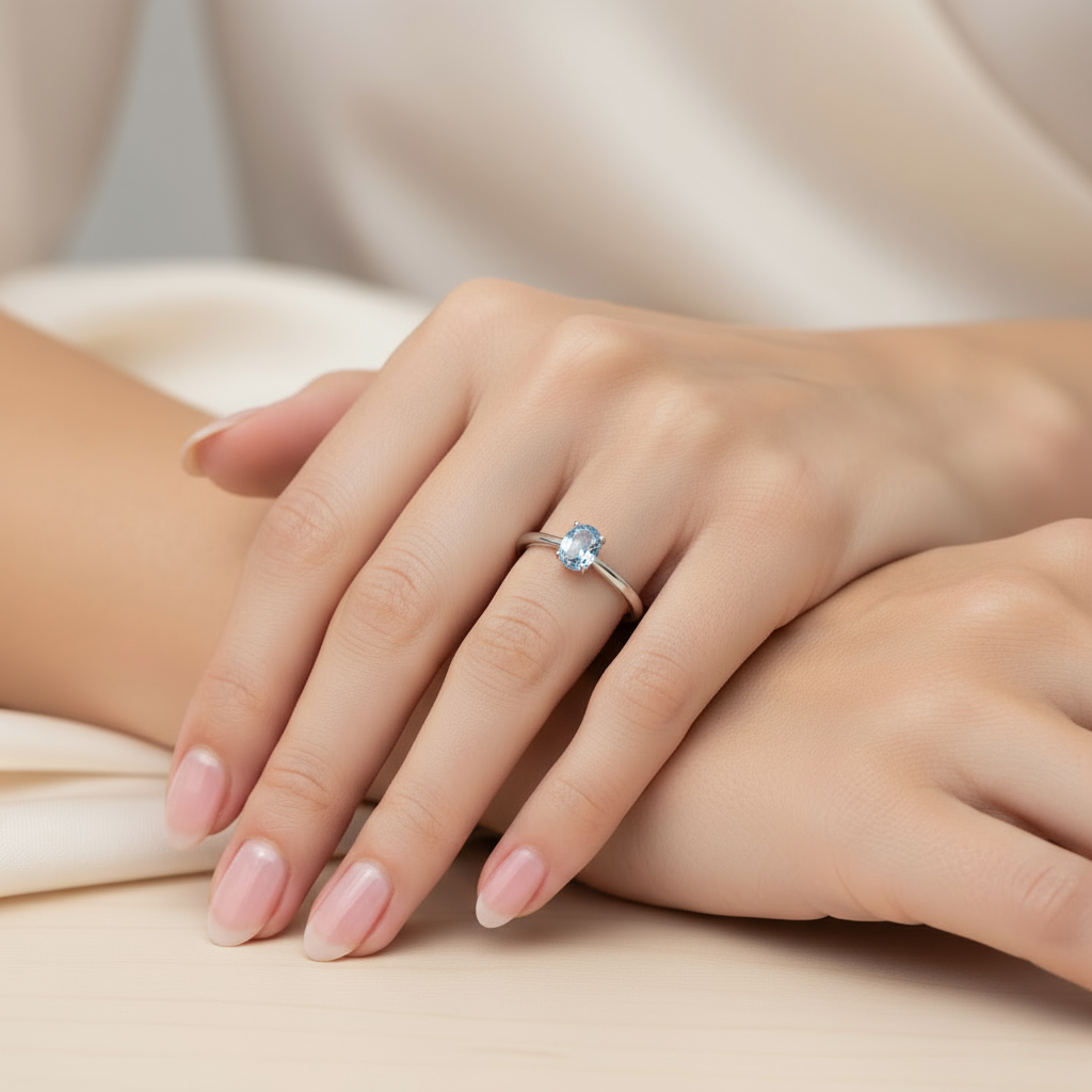 Velara Solitaire Ring – Light Blue Aquamarine
