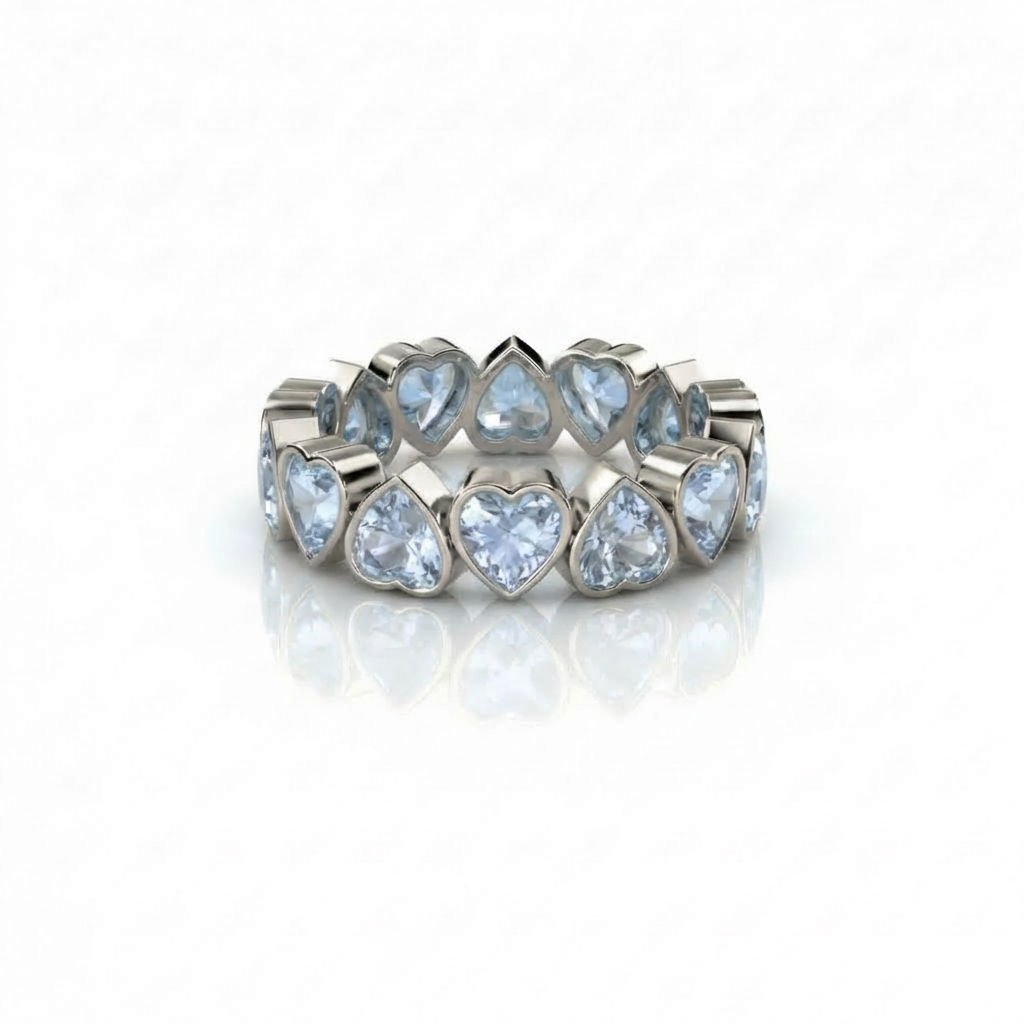 Amore Frame Eternity Ring – Light Blue Aquamarine