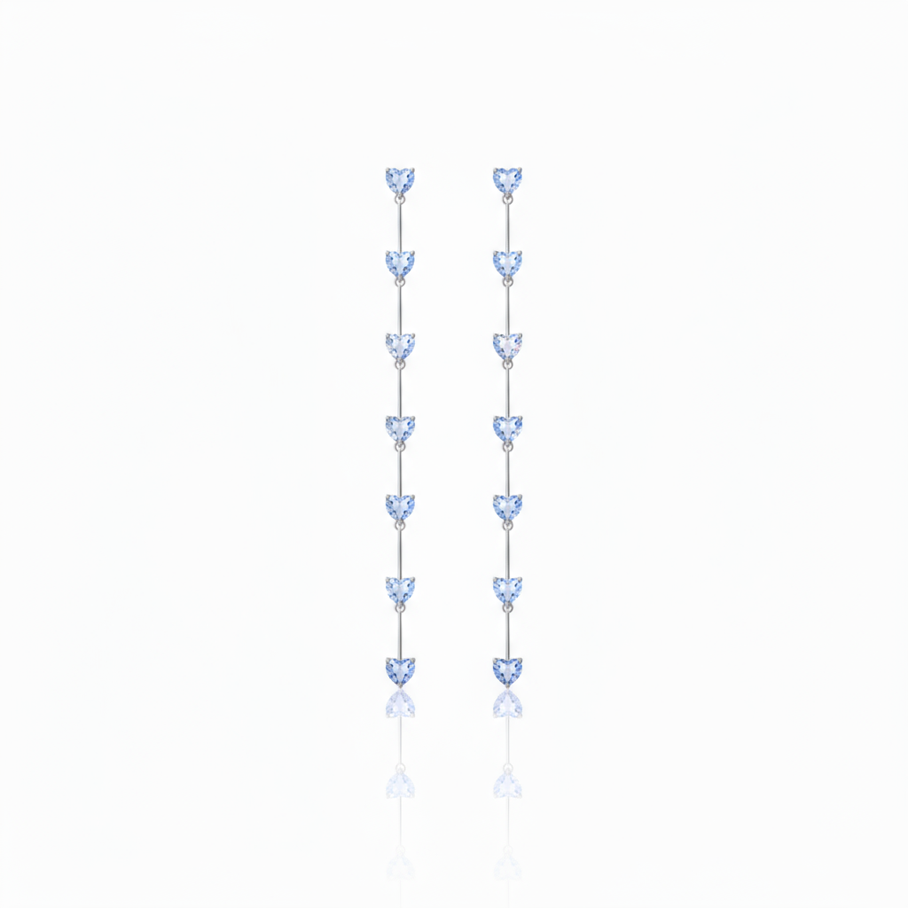 Amore Long Drop Earrings – Light Blue Aquamarine