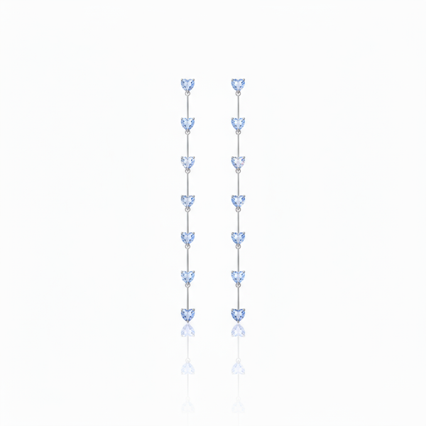 Amore Long Drop Earrings – Light Blue Aquamarine