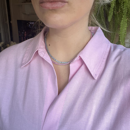 Juno Midi Tennis Necklace – Light Blue Aquamarine