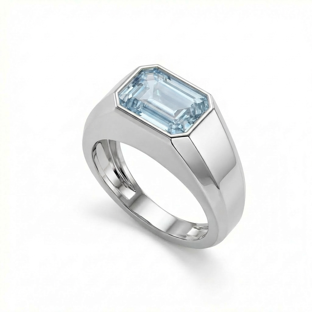 Nexus Signet Ring – Light Blue Aquamarine