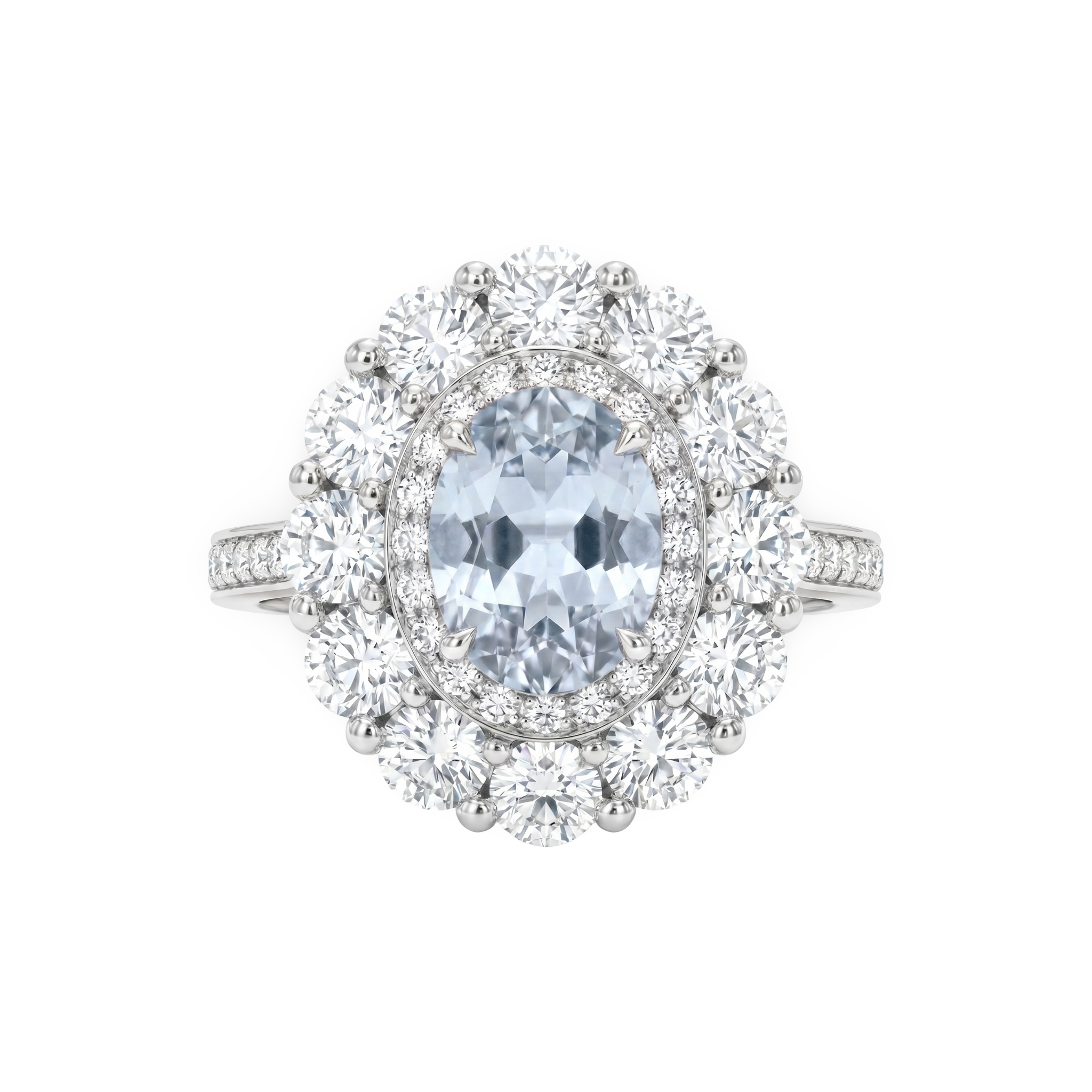Velara Double Halo Ring – Light Blue Aquamarine