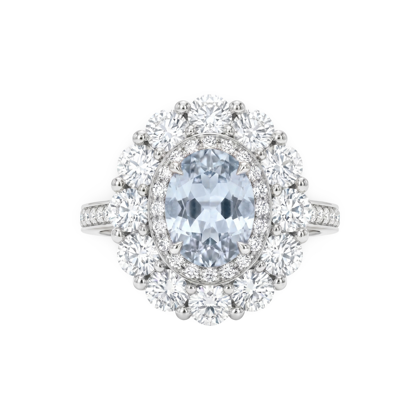 Velara Double Halo Ring – Light Blue Aquamarine