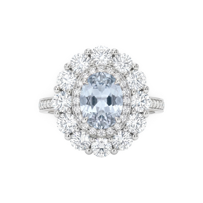 Velara Double Halo Ring – Light Blue Aquamarine