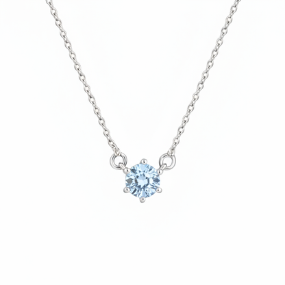 Juno Solitaire Necklace – Light Blue Aquamarine
