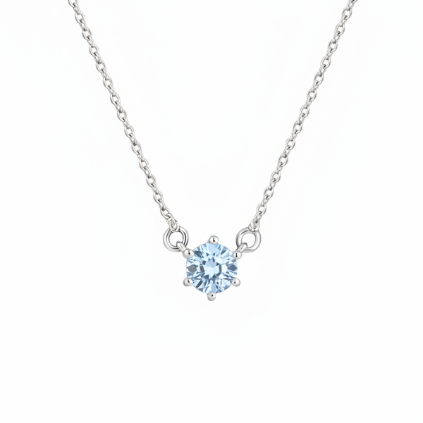 Juno Solitaire Necklace – Light Blue Aquamarine