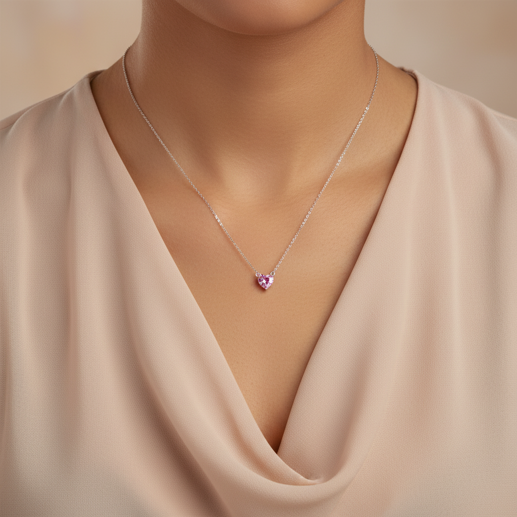 Amore Solitaire Necklace – Light Pink Sapphire