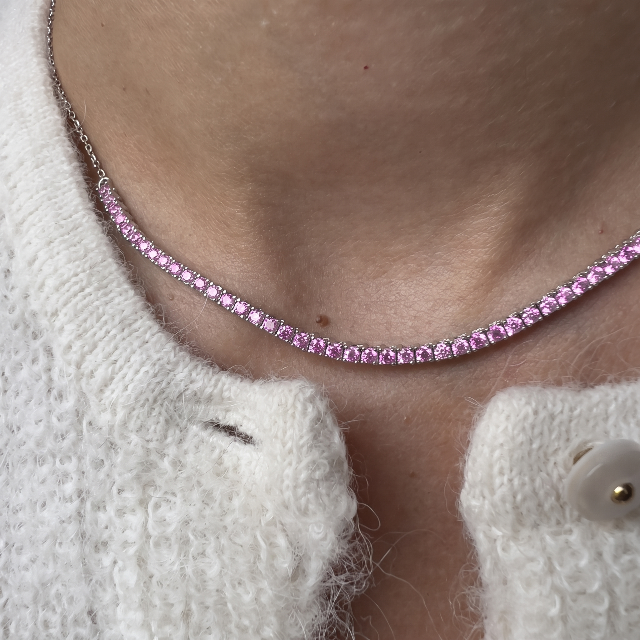 Juno Half Tennis Necklace – Light Pink Sapphire