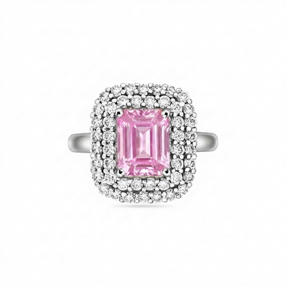 Nexus Double Halo Ring – Light Pink Sapphire