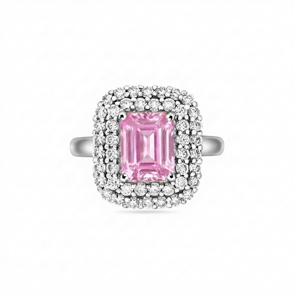 Nexus Double Halo Ring – Light Pink Sapphire