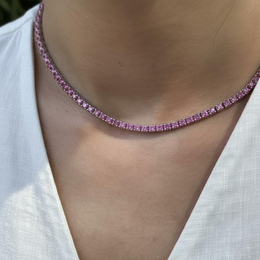 Juno Midi Tennis Necklace – Light Pink Sapphire