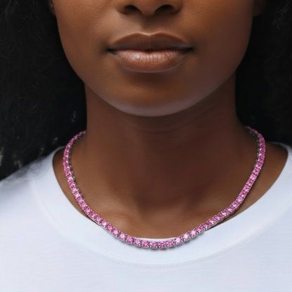 Juno Maxi Tennis Necklace – Light Pink Sapphire