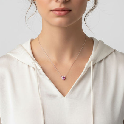 Amore Mini Solitaire Necklace – Light Pink Sapphire