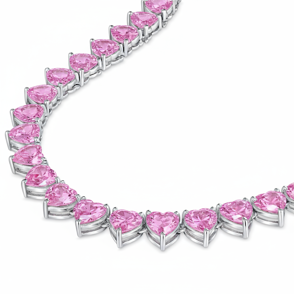 Amore Maxi Tennis Necklace – Light Pink Sapphire