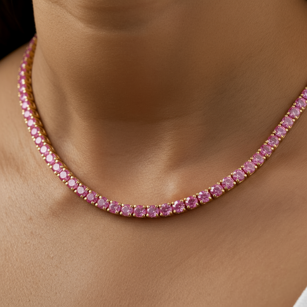 Juno Grande Tennis Necklace – Light Pink Sapphire