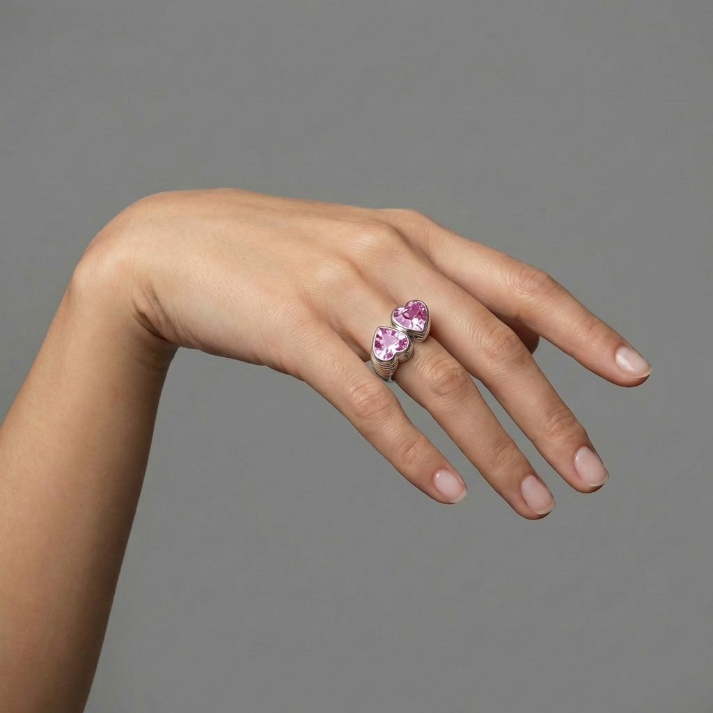 Amore Double Signet Ring – Light Pink Sapphire