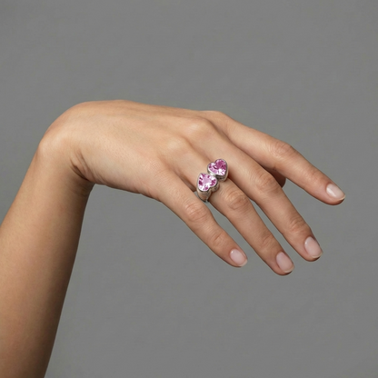 Amore Double Signet Ring – Light Pink Sapphire