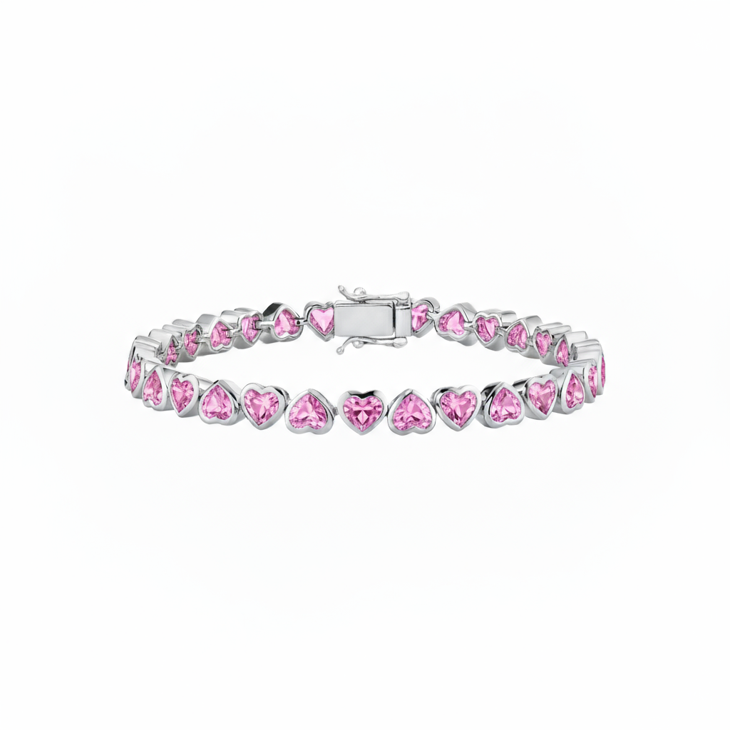 Amore Frame Tennis Bracelet – Light Pink Sapphire