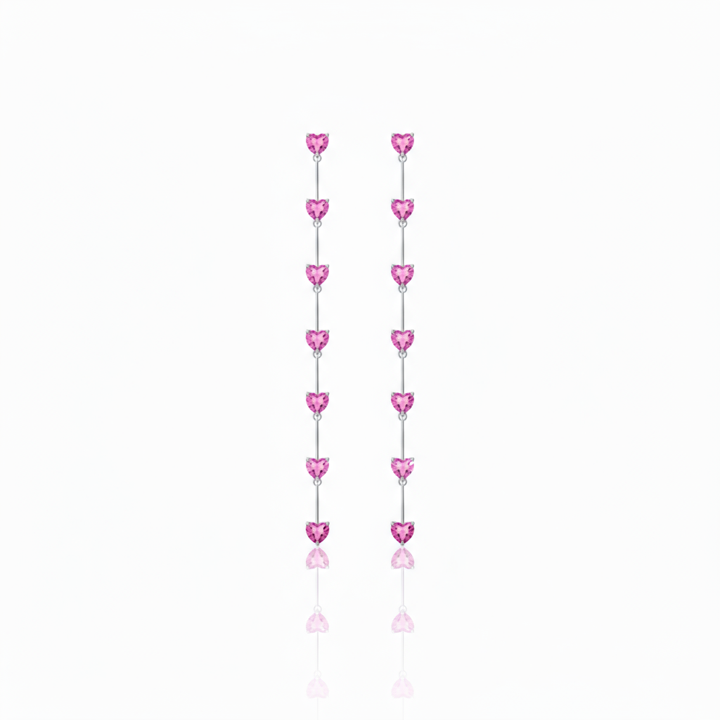 Amore Long Drop Earrings – Light Pink Sapphire