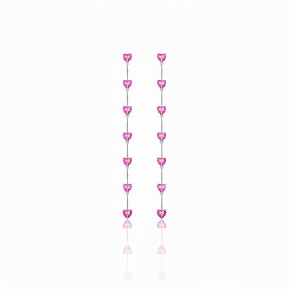 Amore Long Drop Earrings – Light Pink Sapphire