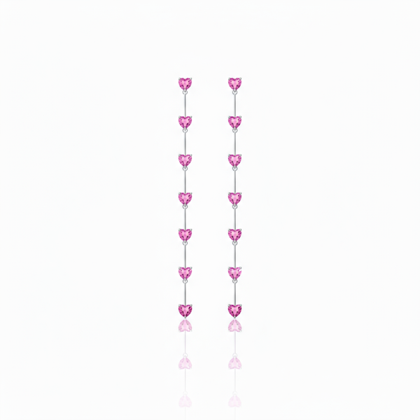 Amore Long Drop Earrings – Light Pink Sapphire