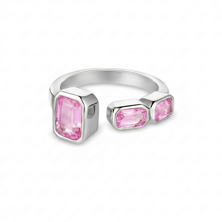 Nexus Frame Open Ring – Light Pink Sapphire