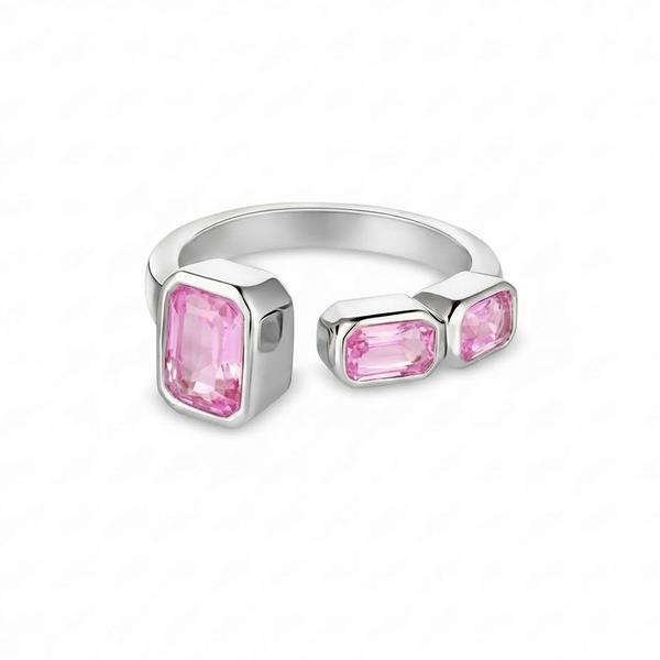 Nexus Frame Open Ring – Light Pink Sapphire