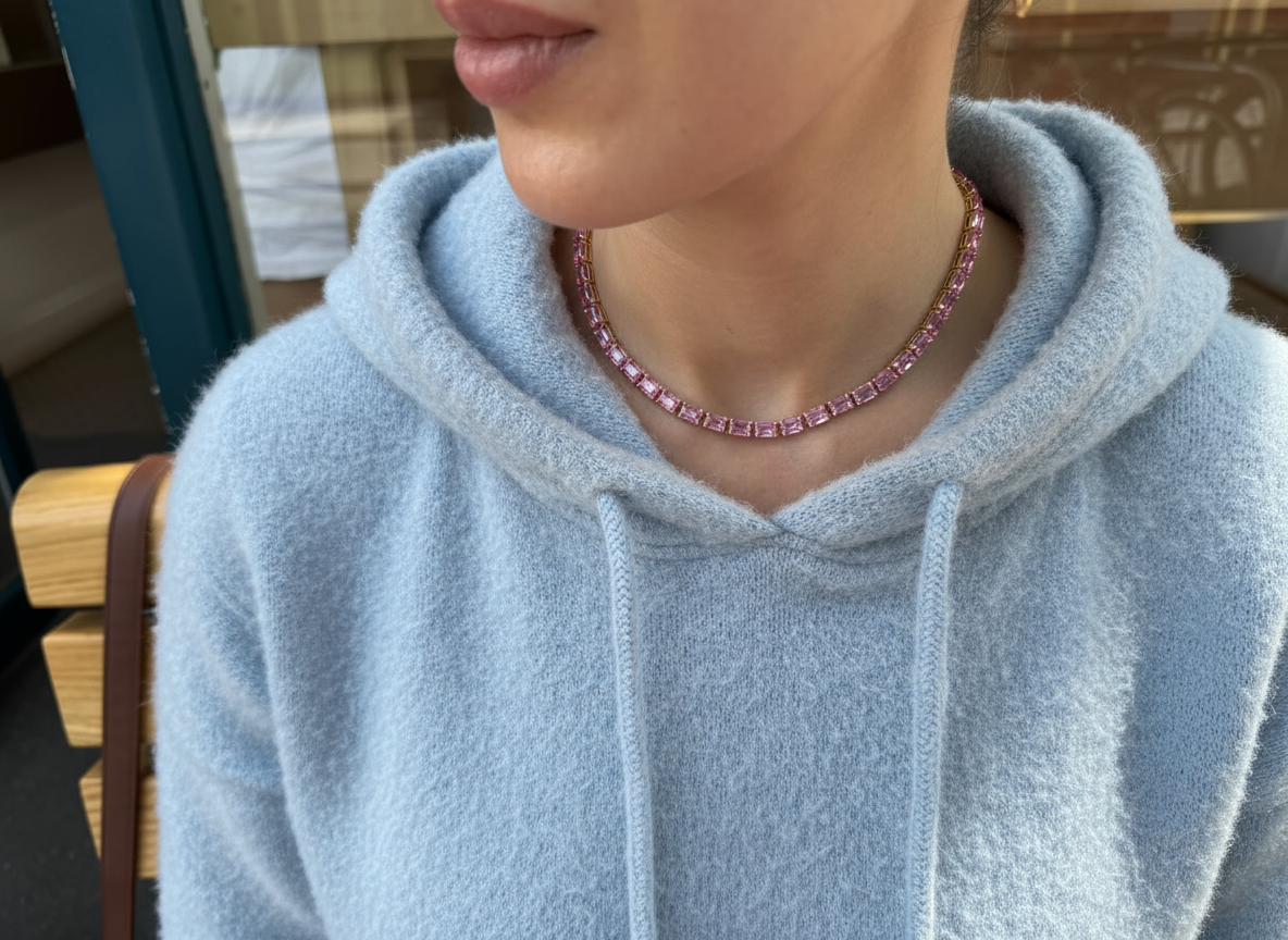 Nexus Tennis Necklace – Light Pink Sapphire