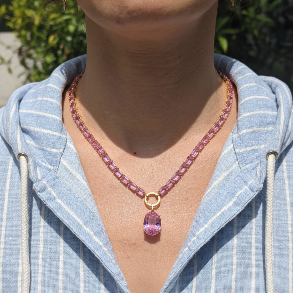 Nexus Tennis Necklace – Light Pink Sapphire