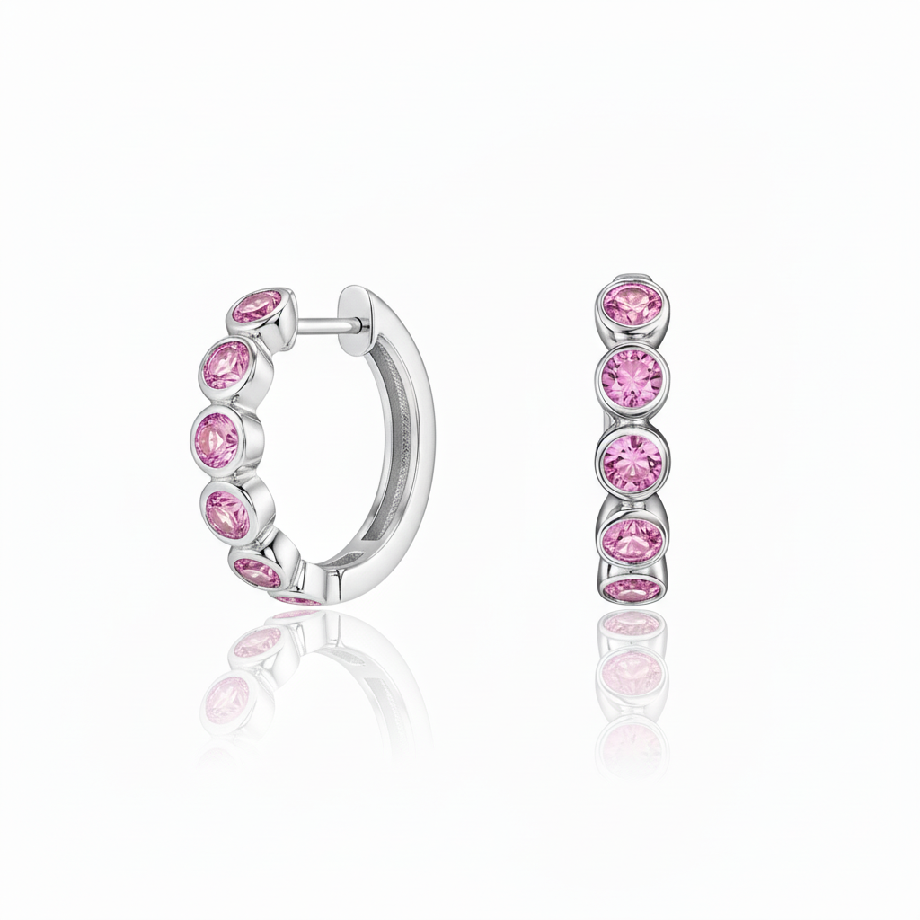 Forma Mini Hoop Earrings – Light Pink Sapphire