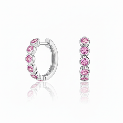 Forma Mini Hoop Earrings – Light Pink Sapphire