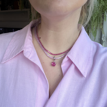 Juno Midi Tennis Necklace – Deep Red Garnet