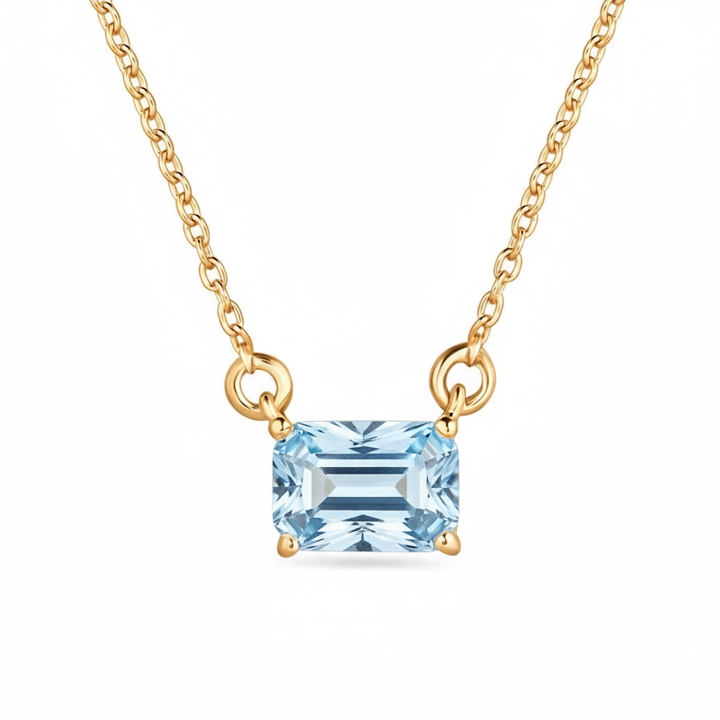 Nexus Solitaire Necklace – Light Blue Aquamarine