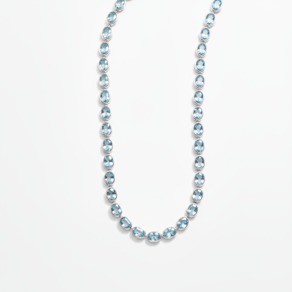 Velara Frame Tennis Necklace – Light Blue Aquamarine