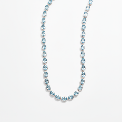 Velara Frame Tennis Necklace – Light Blue Aquamarine