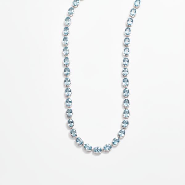 Velara Frame Tennis Necklace – Light Blue Aquamarine