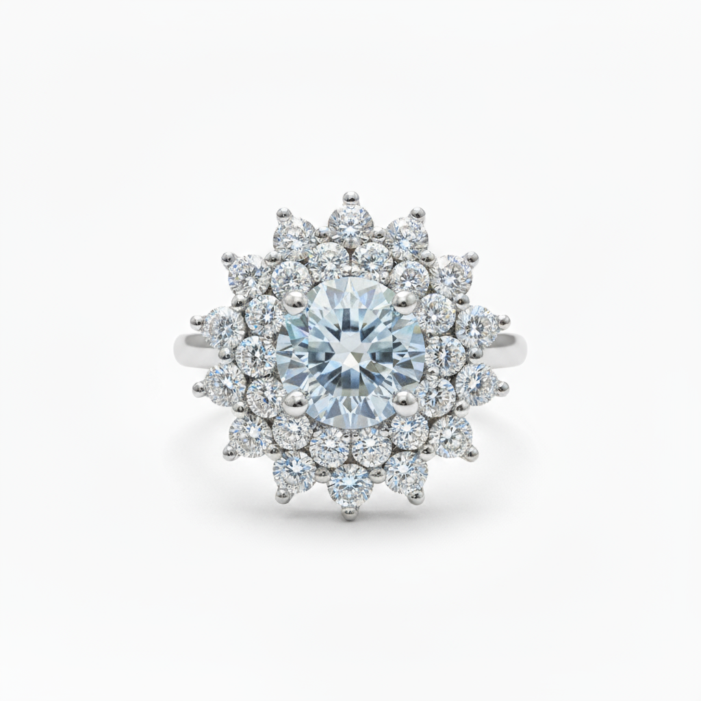 Juno Flower Ring – Light Blue Aquamarine