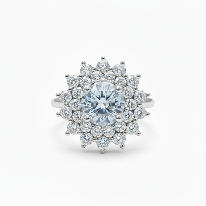 Juno Flower Ring – Light Blue Aquamarine
