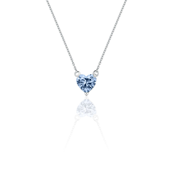 Amore Mini Solitaire Necklace – Light Blue Aquamarine